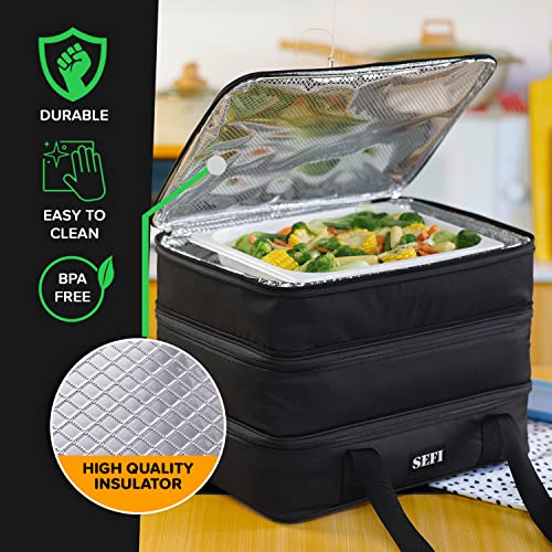 Sefi Insulated Casserole Dish Carrier 3 Decker For Hot Food Or Cold Drink | Thermal Food Container With Expandable Compartment | Keep Food Warm For Travel, Picnic & Special Occasions (Black) #TOP1