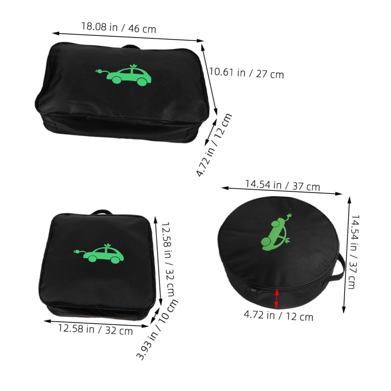 NOLITOY 3 Piezas Bolsa de Almacenamiento para Cable de Carga Organizador de Cables de Coche Unidades de Carga para Vehículos Eléctricos