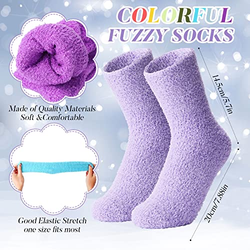 Image of Handepo 60 Pairs Women Fuzzy Socks Bulk Winter Warm Soft Fluffy Crew Sleeping Slipper Socks for Back to School Birthday Gifts