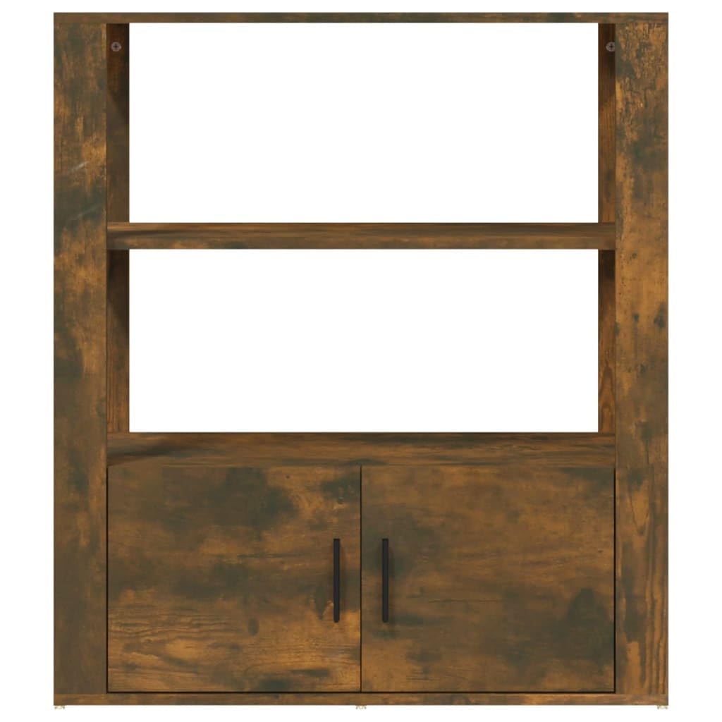 Szafka dąb dymiony 80x30x90 cm materiał drewnopochodny regał boczny z półkami i drzwiami do salonu biura organizacja przechowywania książek dekoracji meble odporne na wilgoć