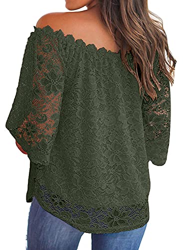 Image of MIHOLL Women's Lace Off Shoulder Tops Casual Loose Blouse Shirts