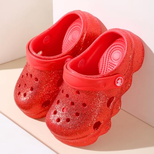Image of Toddler Clogs for Girls Lightweight Kid Garden Clogs Breathable Slip-on Slides Sandals Slippers Children's Beach Water Shoes (Glt hon, 25) Red
