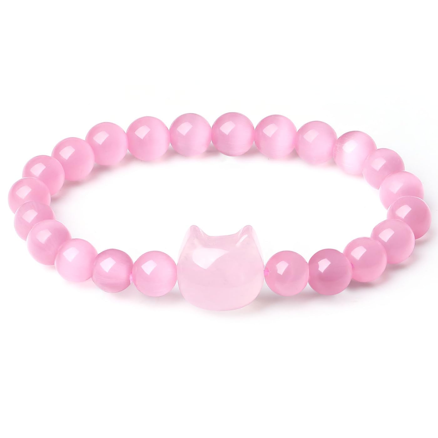 XIANNVXI Katze Armband Damen Armband Katzen 8mm Perlen Stein Armbänder Glück Kawaii Cute Katze Deko Spirituelle Esoterik Katze Geschenk Schmuck