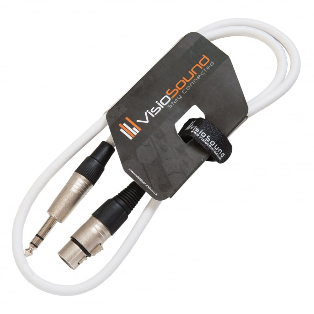 Cable hembra XLR a jack TRS 6.35mm balanceado de 1m blanco para audio 5
