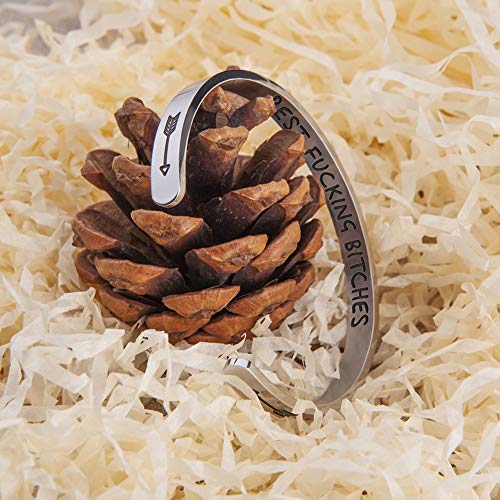 Best Friend Bracelets for Teen Girls Friendship Cuff Bangle Funny Birthday Gifts Ideas for BFF Sisters Bridesmaid Jewelry for Women Her Female Christmas Wedding Anniversary Engraved Secret Message - Image 3