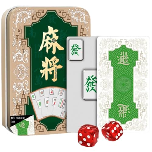 Juego de Cartas Mahjong Portátil con 144 Fichas miniatura 1