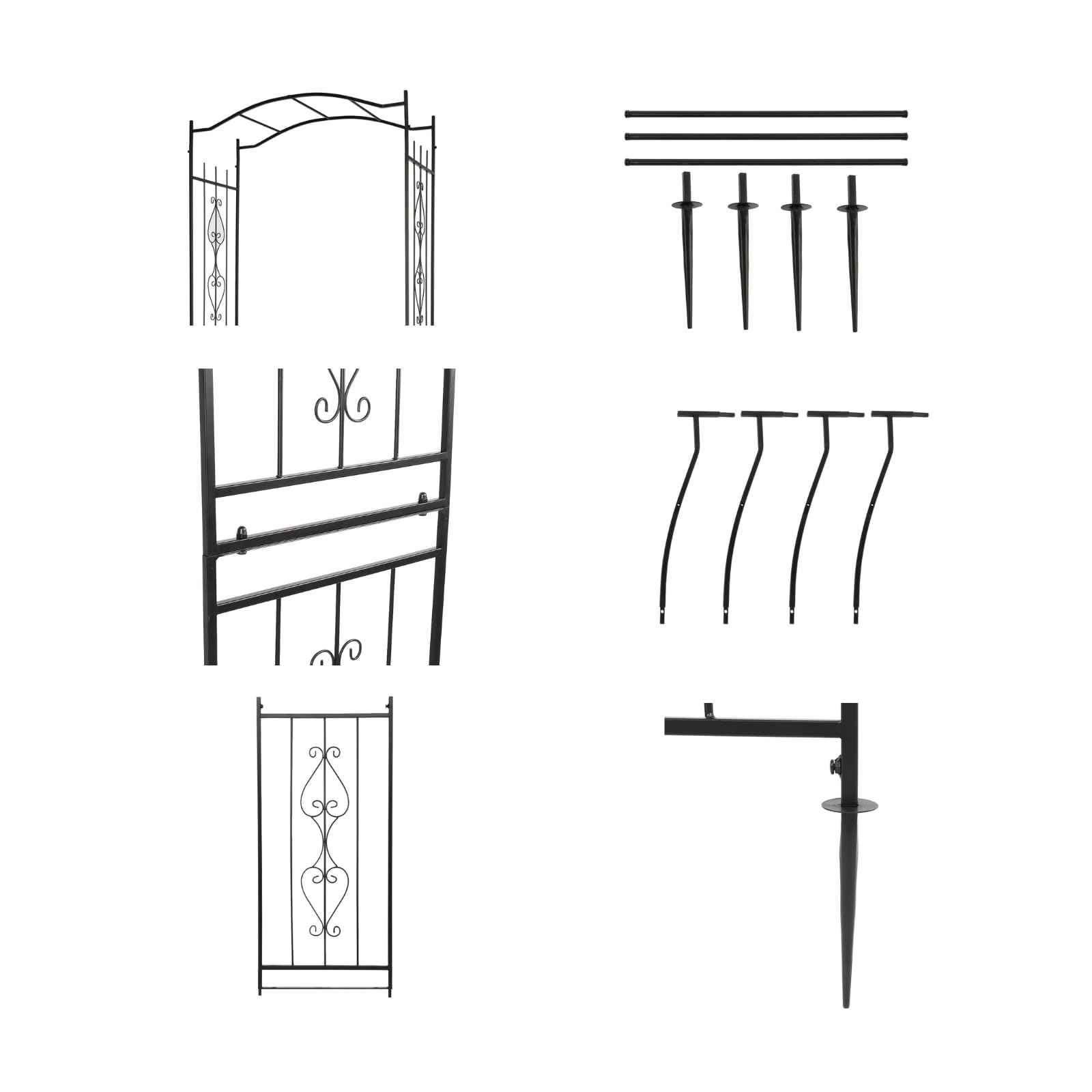 LEADZM Arche de Jardin en Métal – Design Haut de Pont avec Motif Décoratif – 110x45x230 cm – Idéal pour Mariages, Clôtures et Décoration Extérieure – Noir