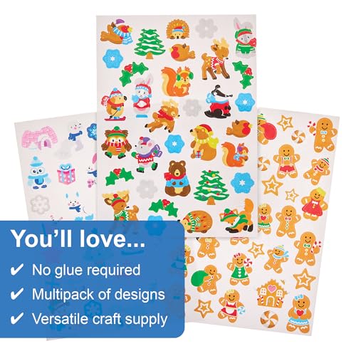 Baker Ross FX740 Christmas Mini Party Sticker Sheets - Pack of 12, Christmas Party Bag Filler and Stocking Filler - Image 3