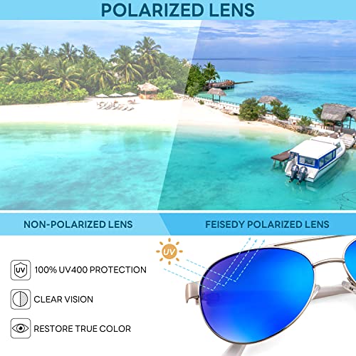 Image of FEISEDY Classic Aviator Sunglasses for Women Pilot Polarized Sunglasses Men UV400 Protection for Driving Fishing Golf B4109