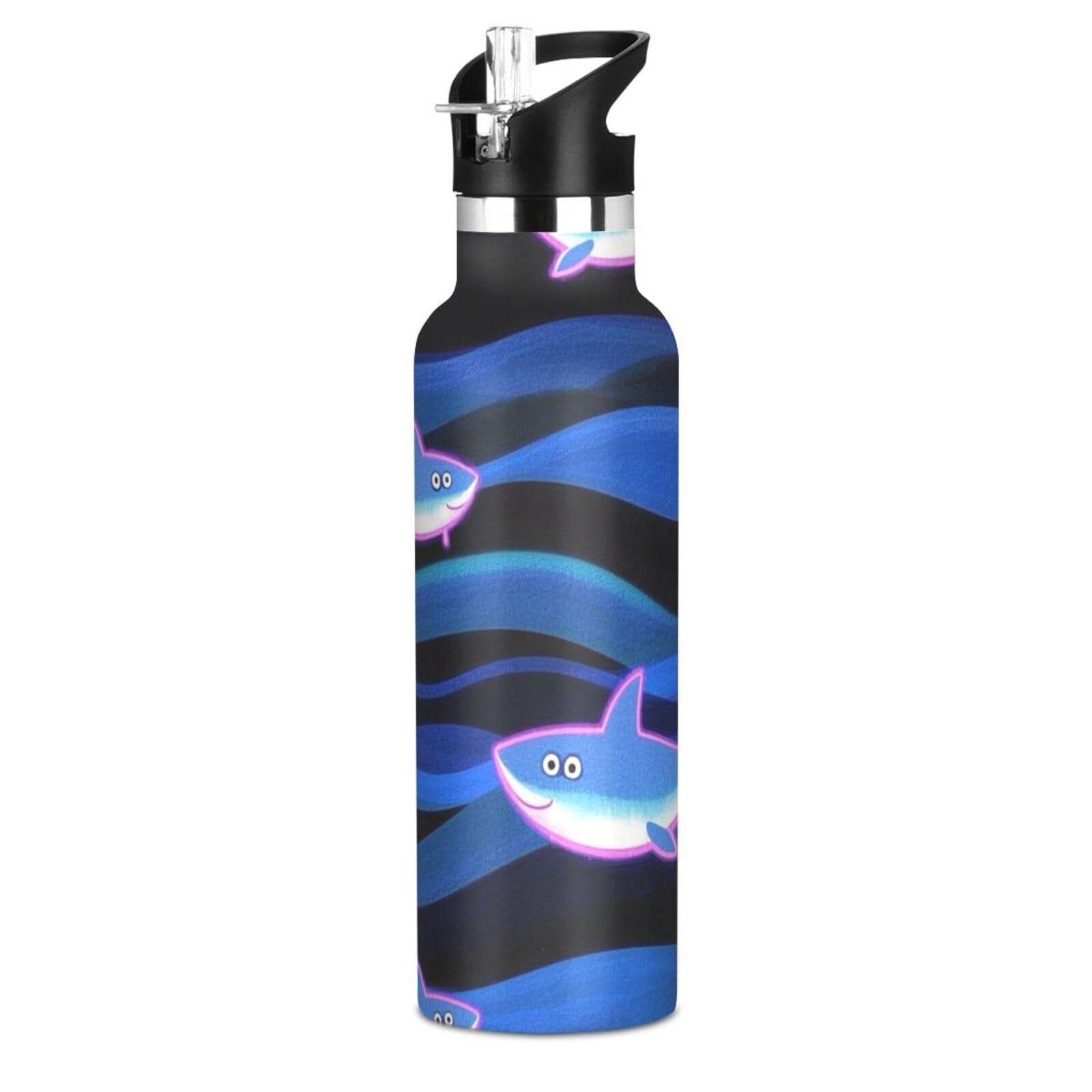 Cartoon Cute Animal fish sea Wave Blue Leakproof and BPA Free Kids Water Bottle With Straws Leak-proof Hot