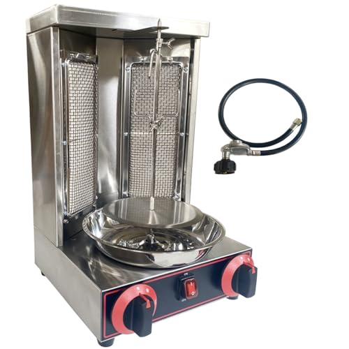 Image of LPG Shawarma Doner Kebab Machine Gas Vertical Broiler Kebab Gyro Grill Machine with 2 Burner