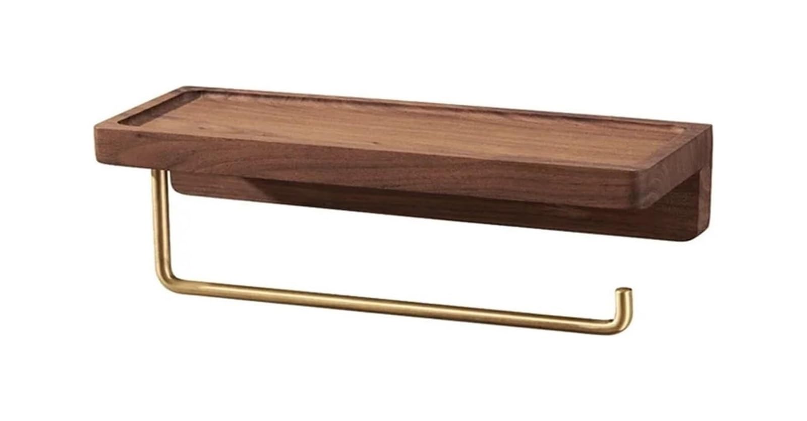 Toilet Roll Holder Wall Mounted, Brushed Brass Wood Wall Mounted Toilet Roll Holder(Color2)