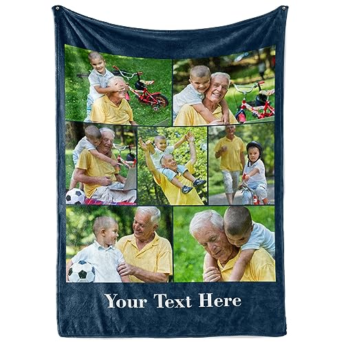 Ships Next Day, Custom Blanket with Picture and Text - Printed in USA, Personalized Photo Blanket with Text (Fleece 50x60)