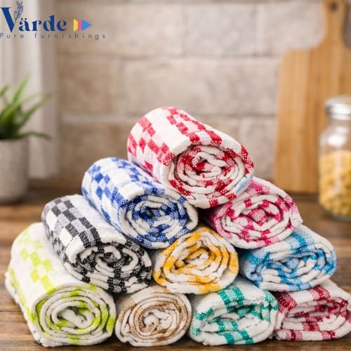 Image of 10 Pcs Dishcloths | 12x16 Inches | Bulk Cotton Kitchen Cleaning Dish Cloths | Scrubbing Wash Cloth Sets | Multipurpose Cloth | 100% Cotton. (Multicolor, Set of 10)