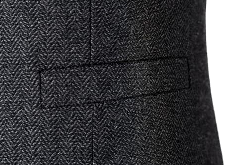 Image of SOLOVEDRESS Mens Vintage Tweed Suit Vest V Neck Casual Wool Waistcoat for Wedding Groomsmen
