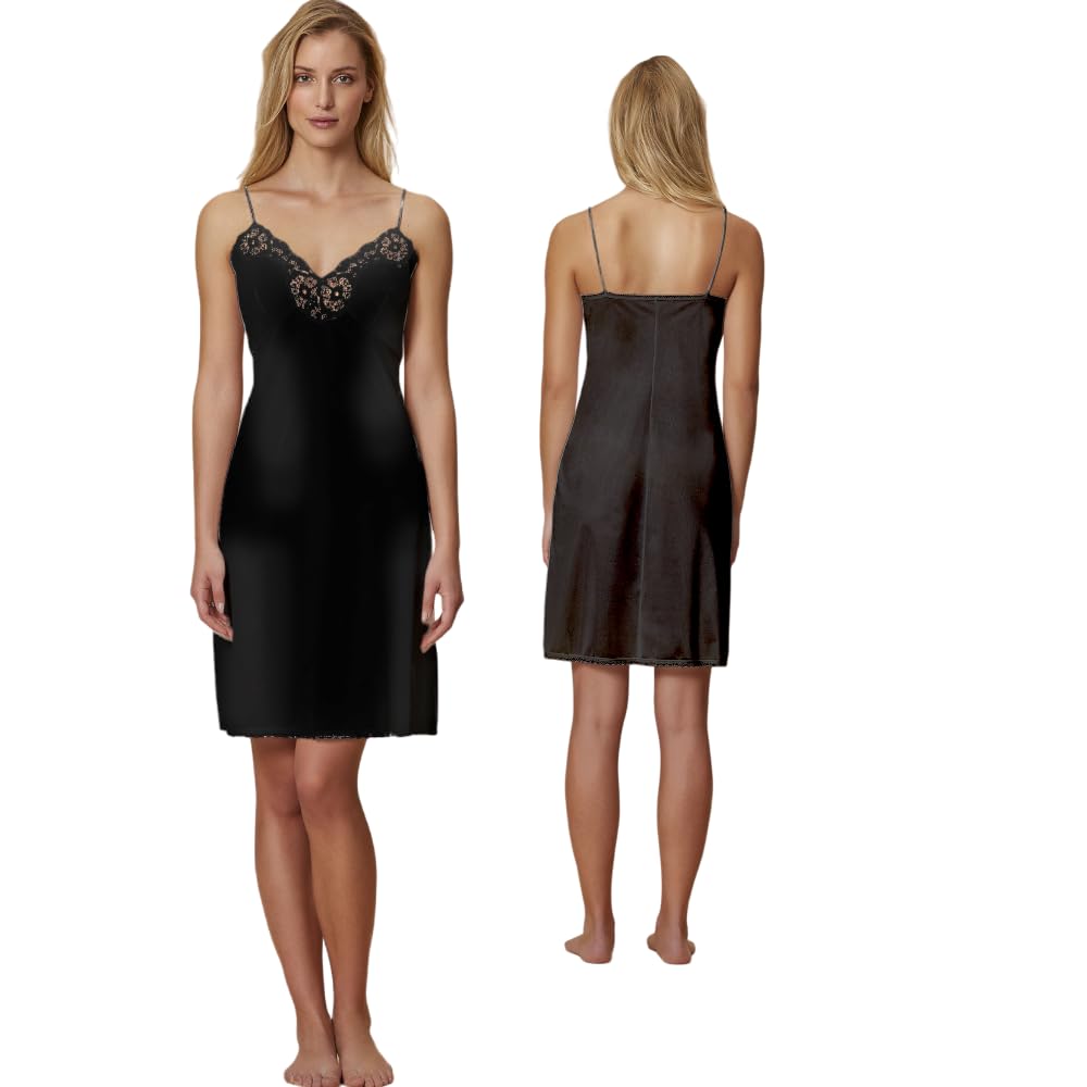 ANDRA Sottoveste Spallina Sottile Ricamata in Raso