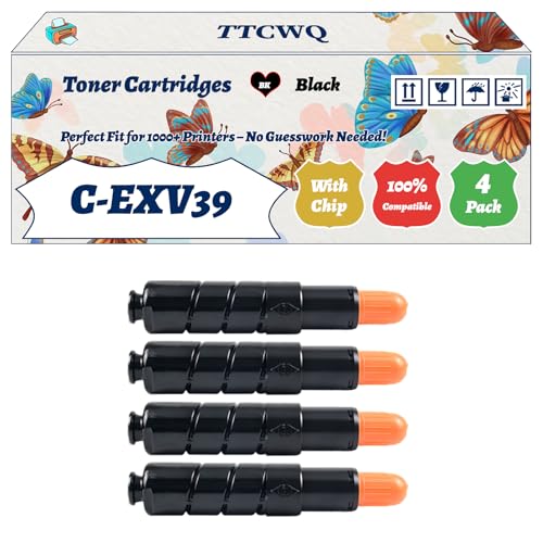 Compatible for Canon C-EXV39 Toner Cartridges Work for Canon iR ADVANCE 4225i iR ADVANCE 4235i iR4025i iR4035i iR4225i iR4235i iR4245i Printers (4 Pack Black)