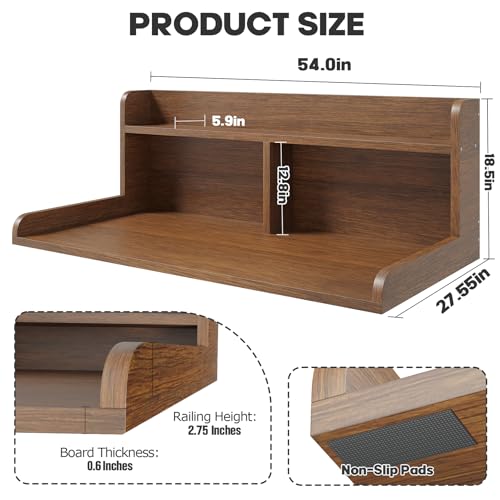 Corbyles 2-Tier Washer Dryer Countertop, 18.5" Raised Height Laundry Countertop with Edge Rails and Non-Slip Pad, 54"W x 27.55"D Washer and Dryer Topper for Laundry Room Storage Organization (Brown) by Corbyles - Image 6