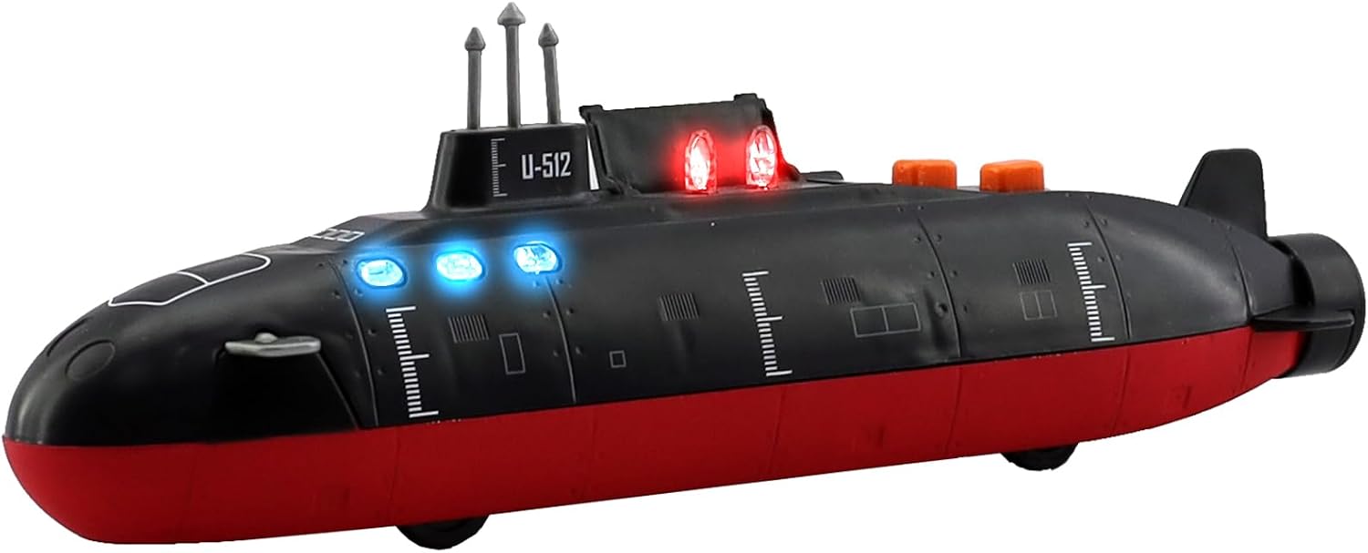 Submarine Toy Model, Diecast Navy Boat with Lights and Sounds, Pull-Back, for Kids Boys Toddlers Age 3+