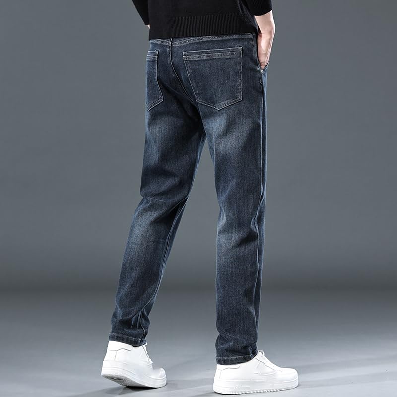 Men's Spring and Autumn Straight-Leg Loose Casual Denim Long Pants4