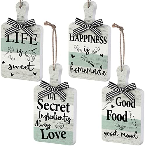4-Piece Rustic Mason Jar Wooden Wall Signs - 'Eat Drink Love Enjoy' Kitchen Decor With Sunflower Design