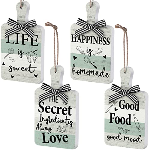4 Pieces Wooden Tiered Tray Decor Kitchen Cutting Board Sign Farmhouse Wood Hanging Wall Art Sign Old Shack Kitchen Wall Decor Rustic Decor for Home Dining Living Room Bar Cafe Decoration
