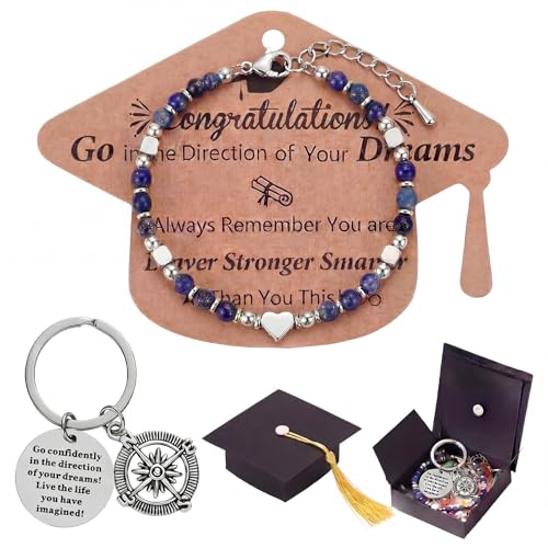 Bracelets remise de diplôme 2026 avec boussole et porte-clés pour femme