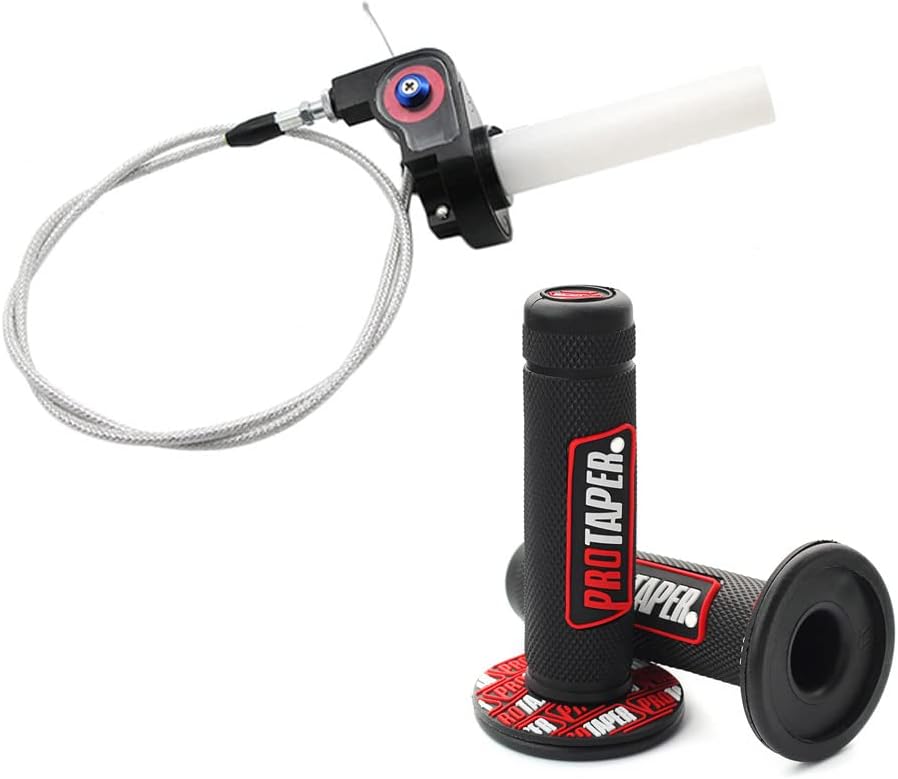 Linekong 7/8" 22mm Twist Throttle Grips Cable for CRF KLX TTR 110 125 150 200 250 cc Dirt Pit Bike (Red