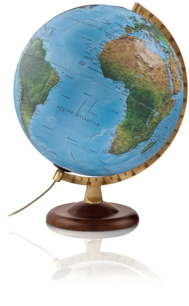 R4 gold: R4 gold Globus mit 3-D-Oberfläche: Tischglobus mit 3-D-Oberfläche, Doppelbild, dunkler Holzfuß, Metallmeridian (Globus 3D-Oberfläche)