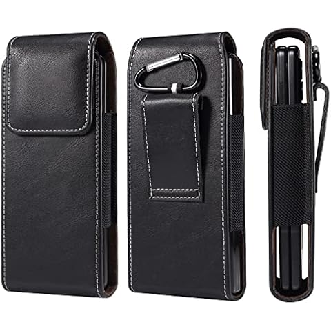 eMorevalue Cell Phone Holster Case for Samsung Galaxy Z fold 5, Z Fold 4, Z Fold 3 5G, Z Fold 2, Z Fold 5G, Z Fold, W23, W22 5G, W21 5G, W20 5G, Belt Loop Pouch with Magnetic Closure (Black) Cover