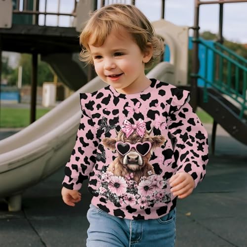 Uourmeti Toddler Girls Shirts Ruffle Long Sleeve T-Shirts Casual Blouse Little Kids Active Tunic Tops4