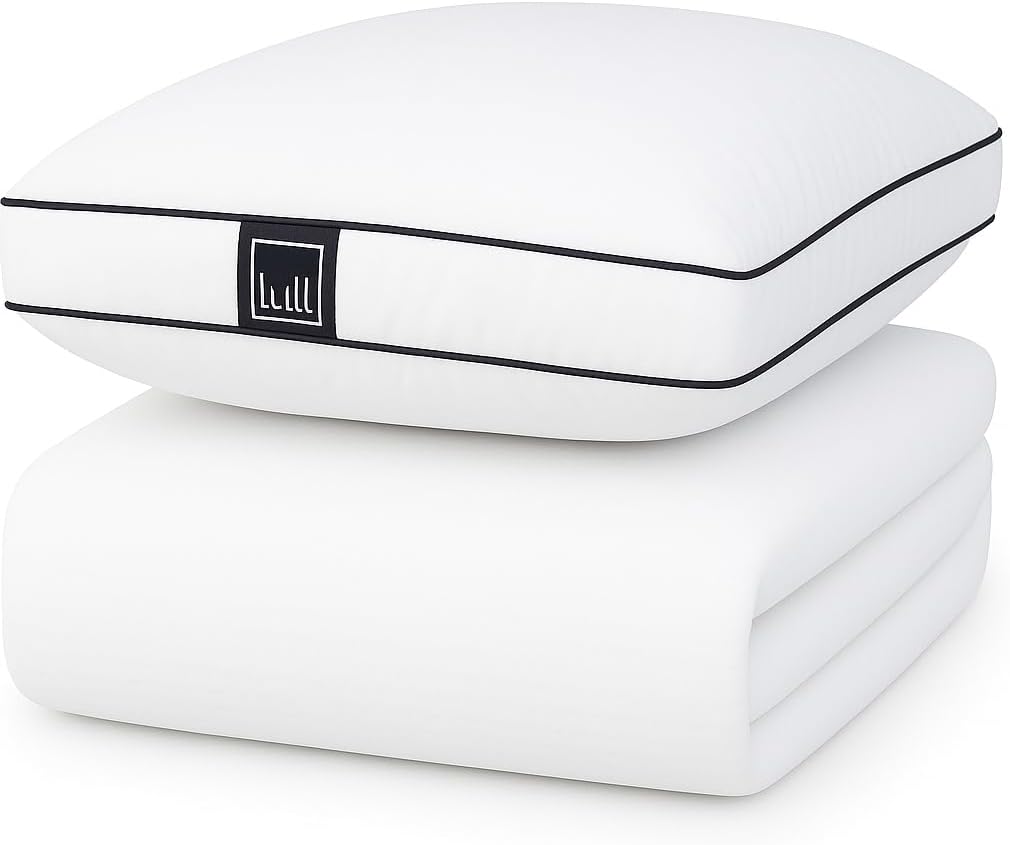Lull Sleep Essentials Bundle – Waterproof Mattress Protector & Microfiber Pillow Set, Soft, Supportive & Breathable, Cooling Pillow and Spill-Resistant Bed Cover | King Size