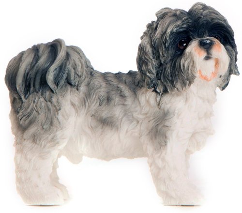 Shih Tzu Grey & White Decorative Ornament Pet Dog Figurine by Greetingsbox Animal Figurines
