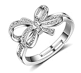 – Anillo de apertura ajustable plata de ley 925 con Circonita alianzas de Asociación anillos arco dulce cola anillo