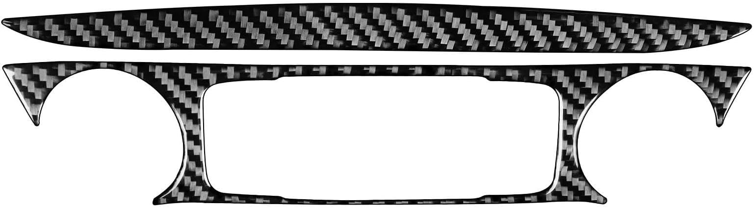 Panel Decorative Cover For Chevy For Silverado 1500 2014-2018 Carbon Fiber Radio Air Conditioning Control Panel Cover Car Interior Sticker(Black 2 Pcs)