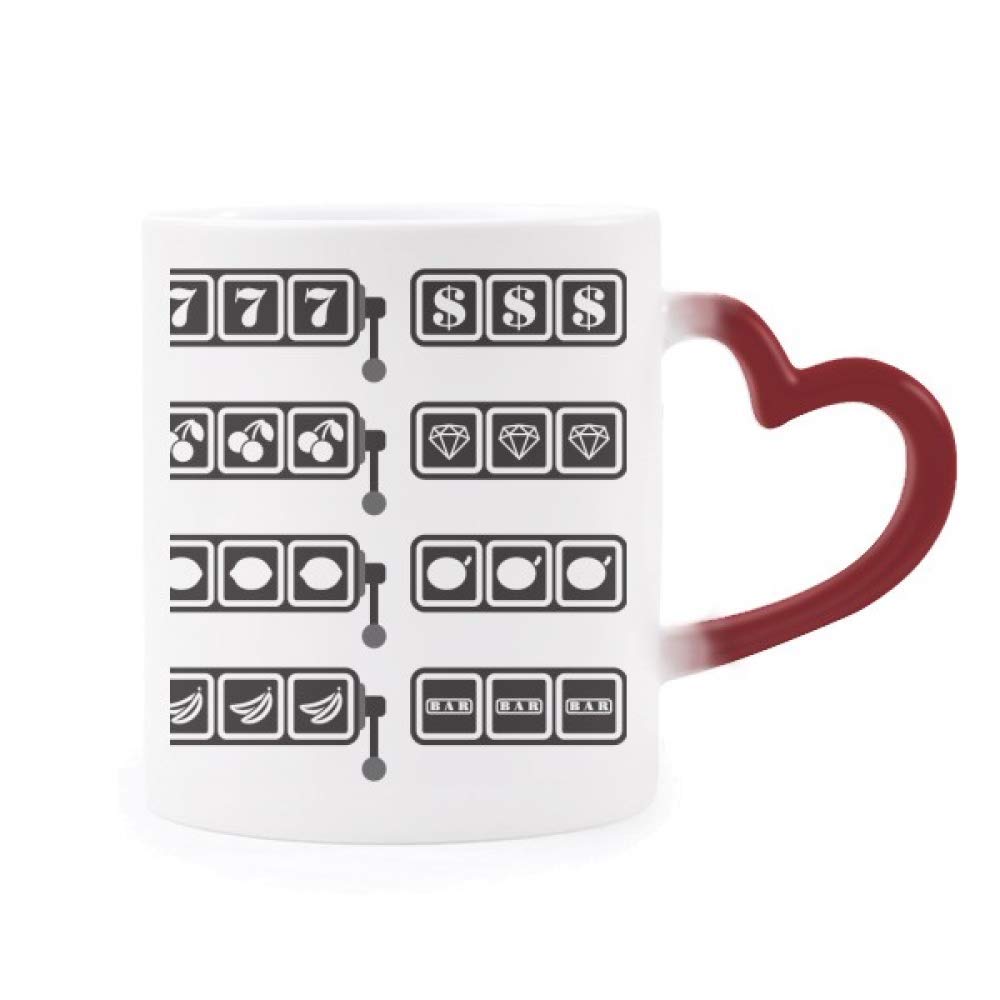 Taza sensible al calor con dibujo de tragaperras que cambia de color al llenarse