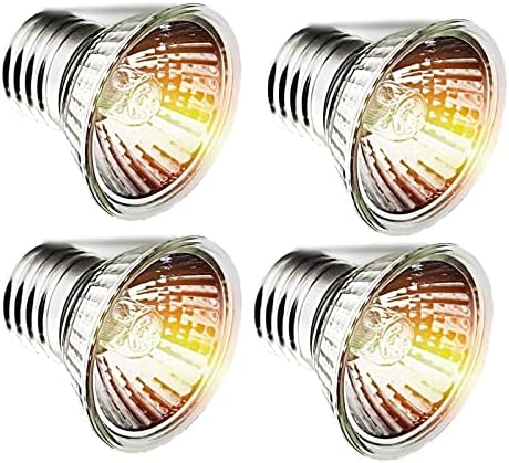 4-Pack 50W UVA+UVB Bulbs | Heat and Light for Reptiles and Amphibian Tanks, Terrariums and Cages | E27 Lamp Works with Various Lamp Fixtures