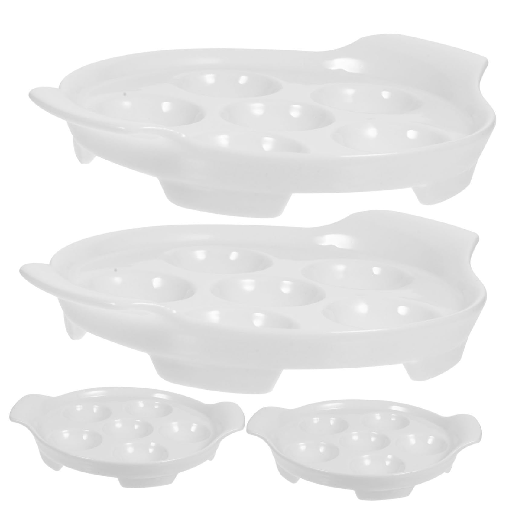 BESTYASH Platos de Cerámica para Caracoles 7 Pulgadas con Asas Dobles, Resistente a Altas Temperaturas, Ideales para Servir Mariscos y Aperitivos, Juego de 4 Piezas para Cocina Doméstica