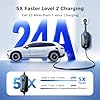 Grasside Carbon Fiber Level 2 EV Charger, 24A Adjustable Current/Timer/Smart Display, NEMA 14-30 Dryer Outlet & 14-50 Plug, 21FT EV Charging Cable, J1772 Connector for SEA J1772 EVs/PHEVs