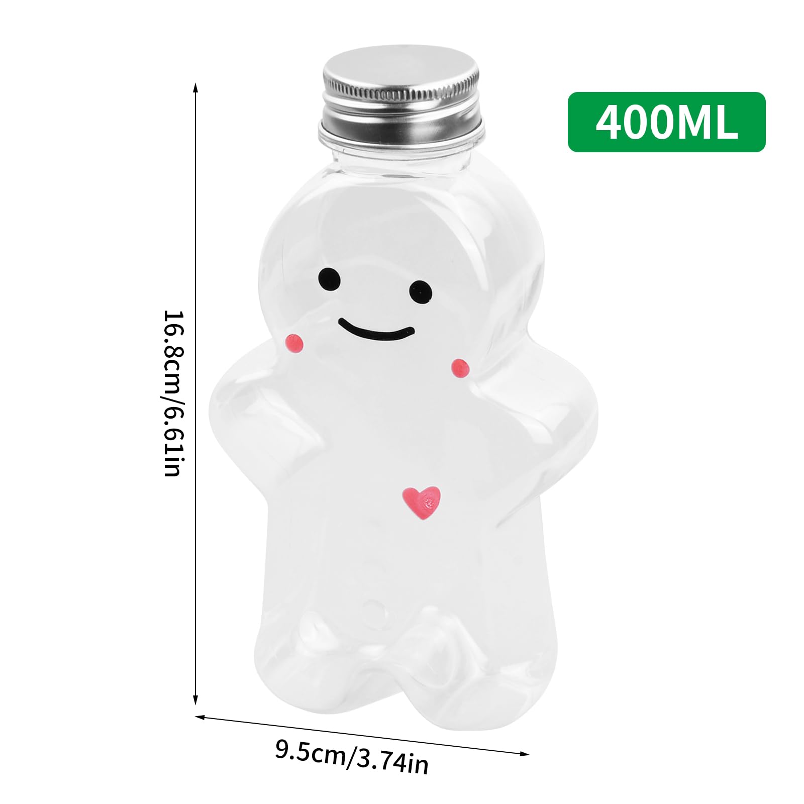 Juegos de Botellas de Bebida 400ml Botella Plastico Reutilizable Mini Botellas Vacías de Plástico Transparenteb Botella de Plástico Botellas de Jugo Reutilizables (Tapa de sellado)
