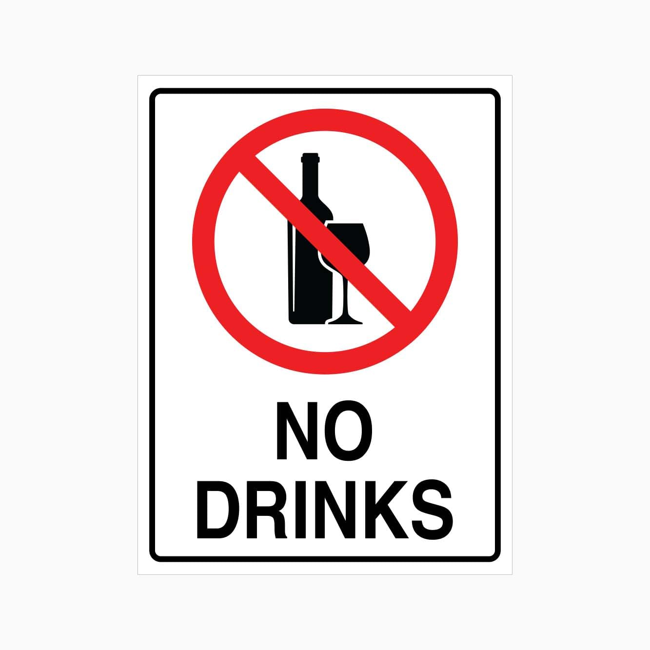 NO DRINKS Workplace Sign, 12x8 Inch Metal Tin Sign, Daily Rule Plaque for Production and Office Spaces