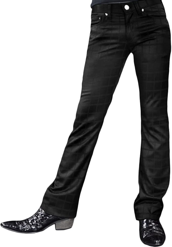 Amazon ブラックバリア Black Varia パンツ ウインドペン チェック シャドウ シューカット 日本製 メンズ スリム ストレッチ ブーツカット ボトムス ブラック黒 ロングパンツ 通販