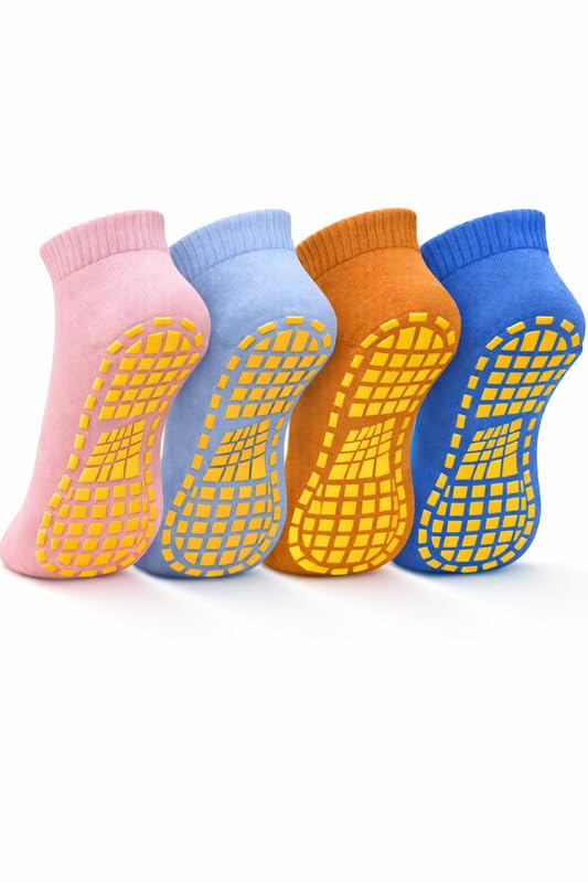 chacko Women’s Non-Slip Yoga Grip Socks | Breathable Cotton Short Ankle Socks with Silicone Grip for Yoga, Pilates, Running | Free Size | Multicolour | Pack of 4 Pairs-picture-10
