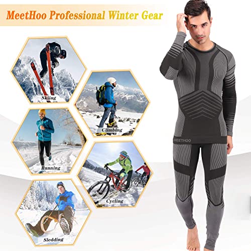 Meethoo Mens Set Compression Base Layer Sports Long Johns Thermal Underwear Bottoms, Gray, Large Us #TOP2