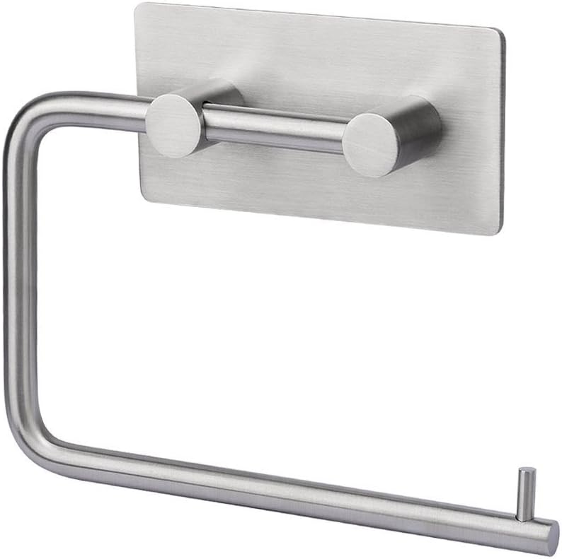 HOMEIDEAS Self Adhesive Toilet Paper Roll Holder Stick On Sticky Tissue Roll Hanger, Bathroom Towel Dispenser, SUS304 Stainless Steel Brushed Finish
