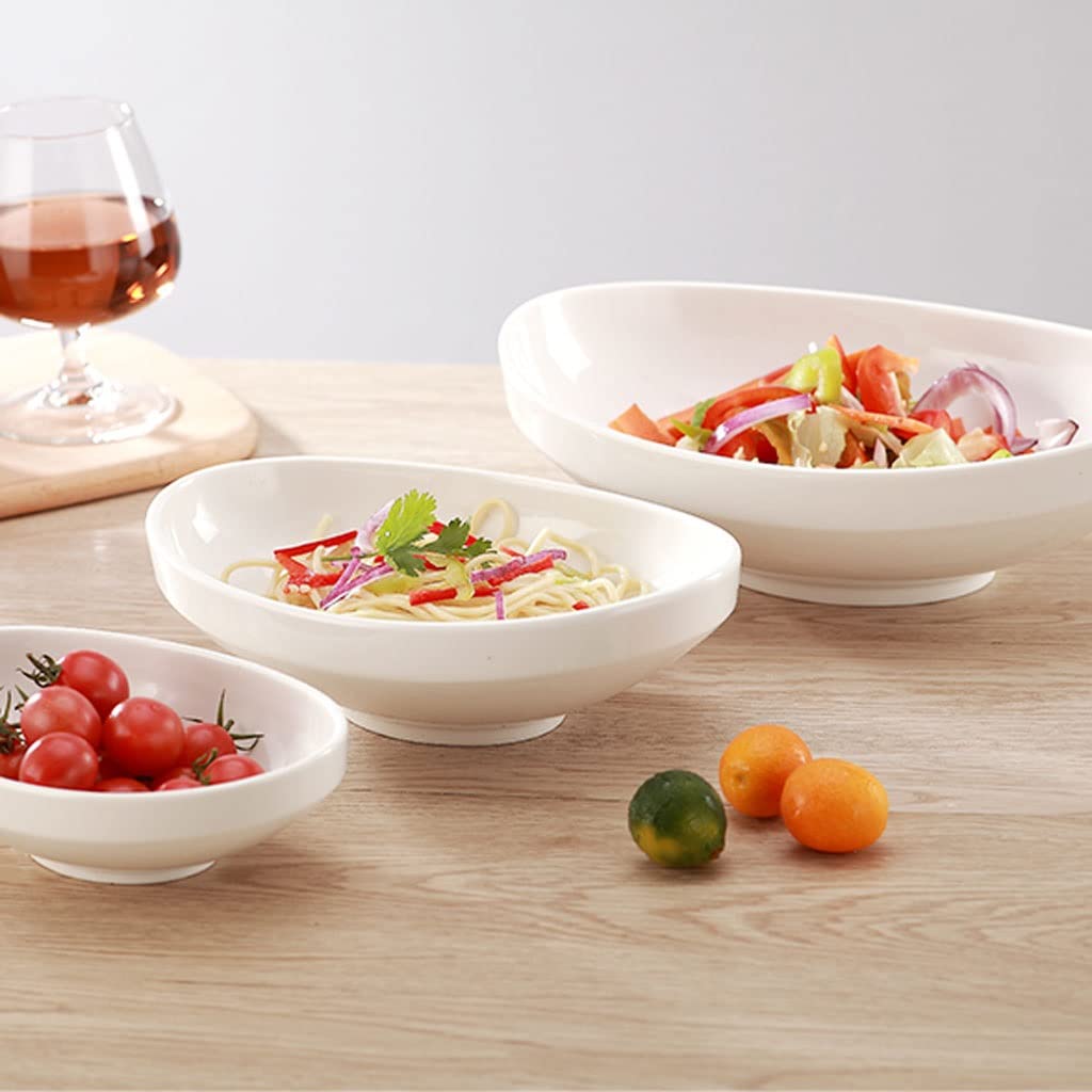 Miska do sałatek czysta biała ceramiczna kreatywna miska na sałatkę miska na owoce do domu miska na suszone owoce miska na ramen owocowy miska do serwowania sałatek (L)