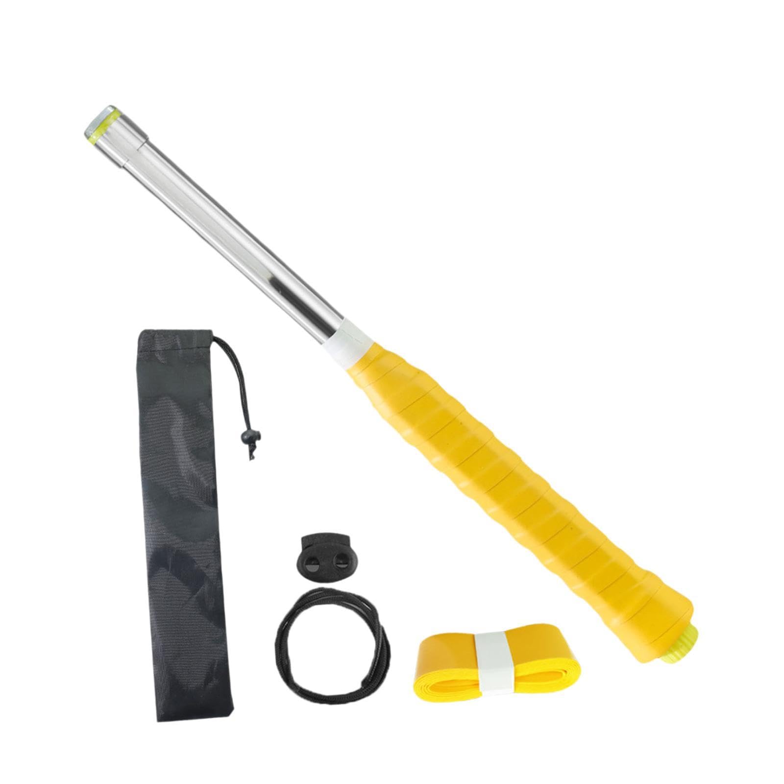 Colaxi Badminton Racket Swing Stick Auxiliary Tool, Anti Drop Lanyard Sound Remind Badminton Training Tool for Beginner for Garden, Yellow