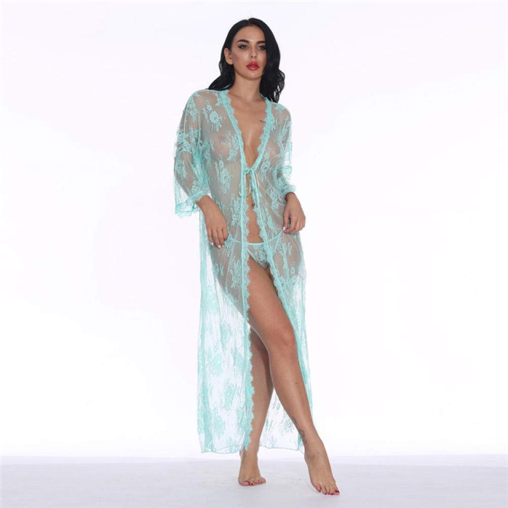 Lingerie Sexy da Donna e Body Intimo Sexy Intimo Sexy Lingerie per Donna Abito Lungo Sexy in Pizzo Abito Trasparente Kimono Trasparente (Rosso S) (Verde S)