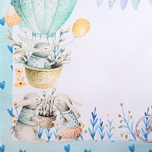 Maison Charlô | Set Of 4 Bunny Blue Waterproof Rectangular Placemats Easter 17" X 13" For Dining Table Holiday Easter Decorations #TOP2