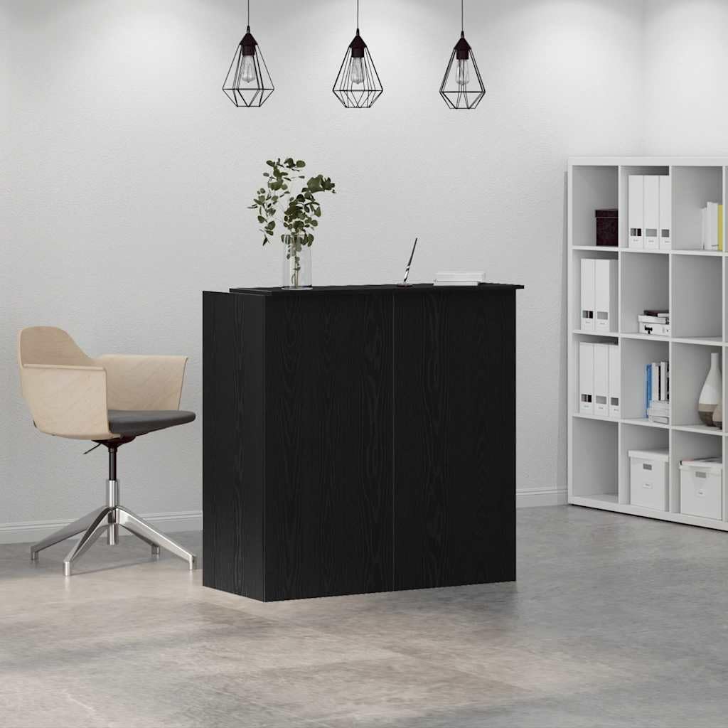 Empfangstheke aus schwarzer Eiche, 100 x 50 x 103,5 cm, mit integrierter Struktur und Regalen, vielseitiges Design für Büros, Lobbys und Kliniken